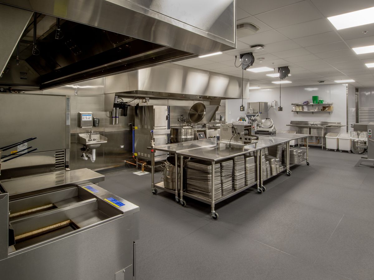 Clean, inspection-ready stainless steel commercial kitchen